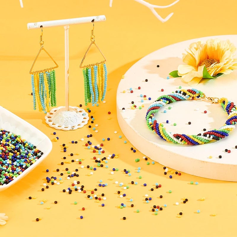 PH PandaHall 6000 Pcs 11/0 Glass Seed Beads, 2mm Seed Beads Mixed Colors Round Waist Bead Mini Spacer Bead for Earring Choker Bracelet Neckalce Waist Chain Jewelry DIY Crafts Making - Image 4